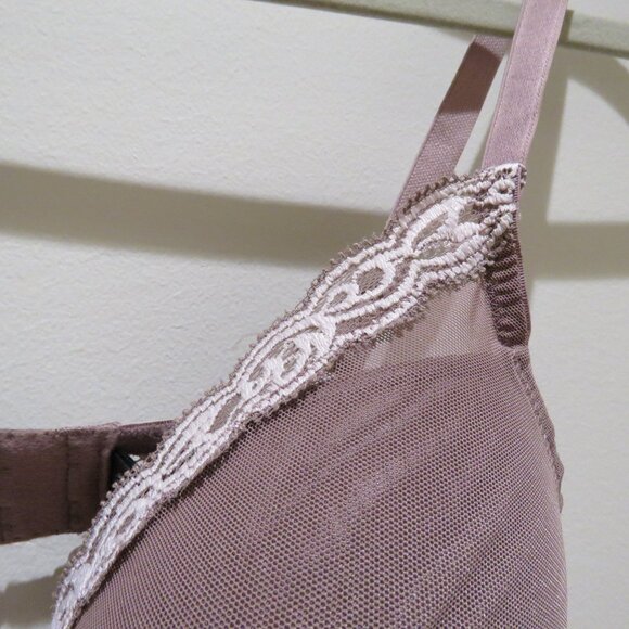 NATORI Feathers Plunge Lace T Shirt Bra in Grape Lilac Purple Mesh - Size 36DD - Picture 4 of 11
